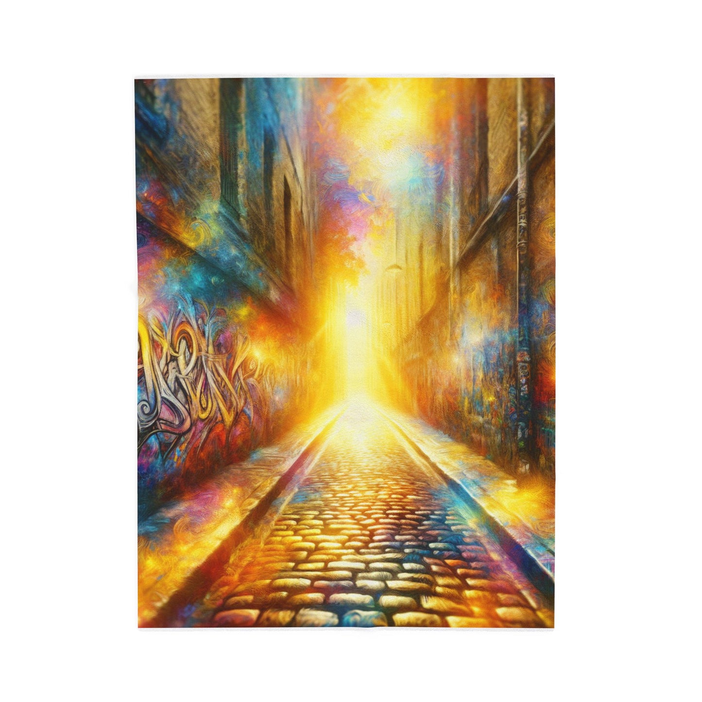 Illuminated Alleyway Journey - Plush Blanket