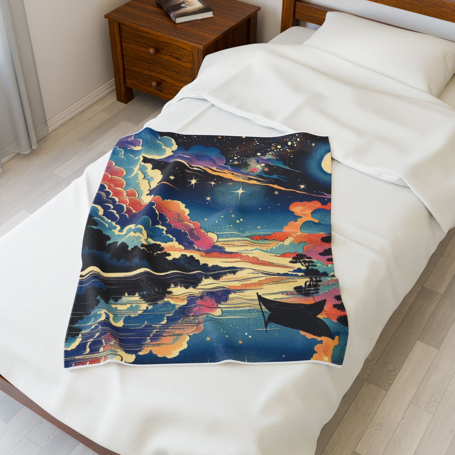 River Under Celestial Glow - Plush Blanket