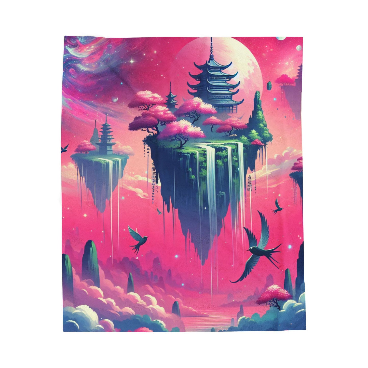 Floating Oasis in the Clouds - Plush Blanket