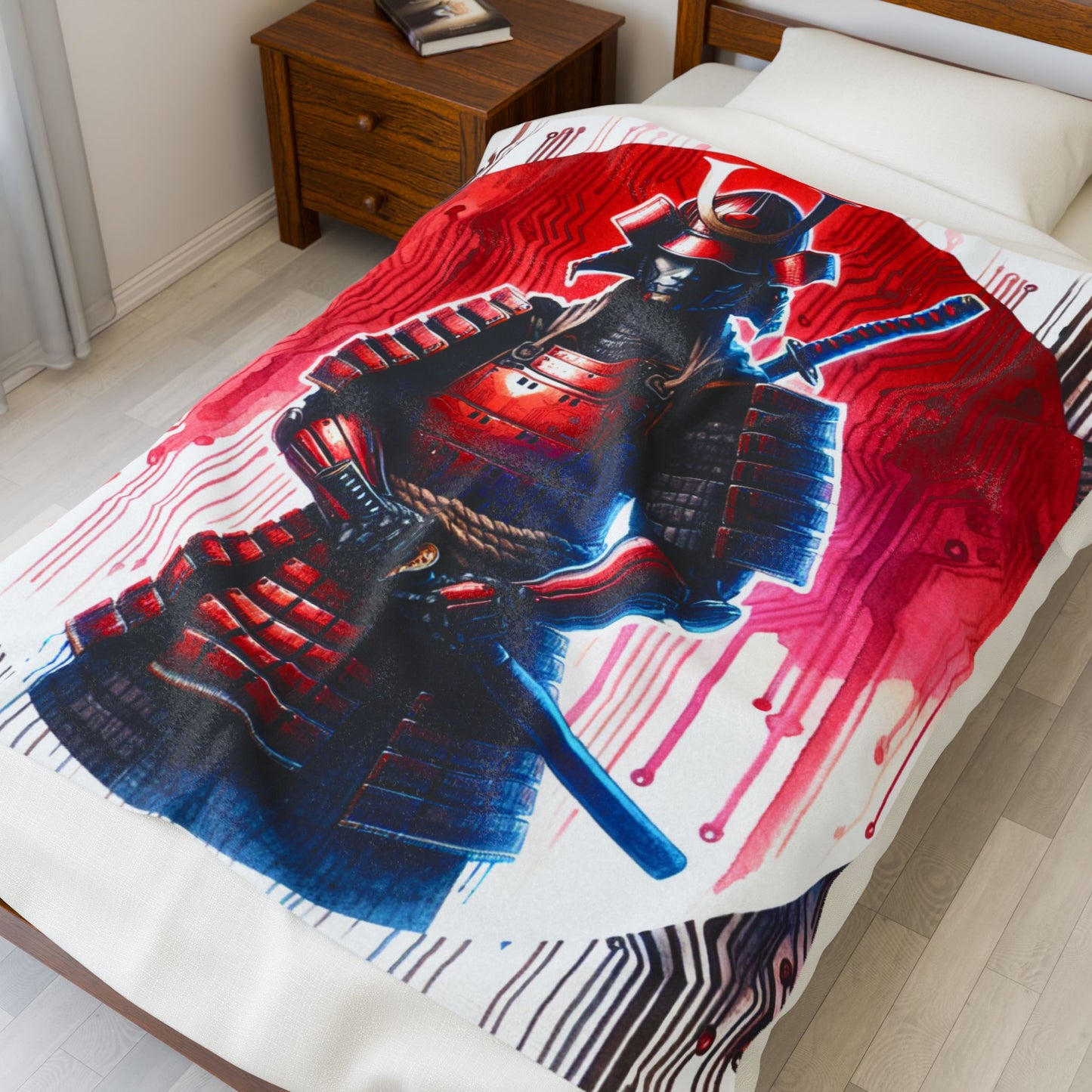 Samurai Cyber Nexus - Plush Blanket