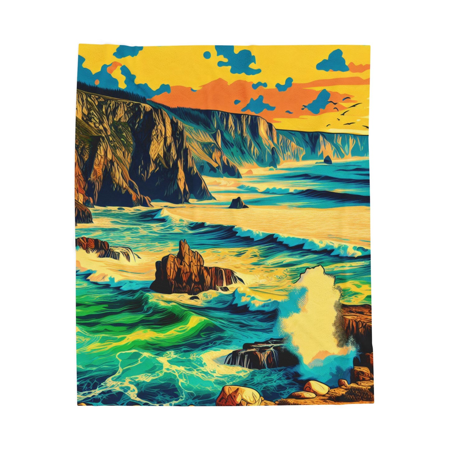Ocean Cliffs Radiance - Plush Blanket
