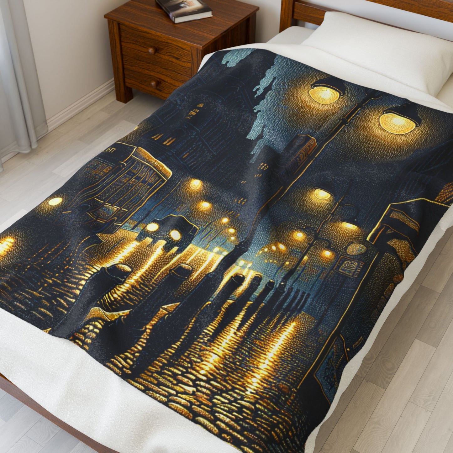 Illuminated Streetscape - Plush Blanket