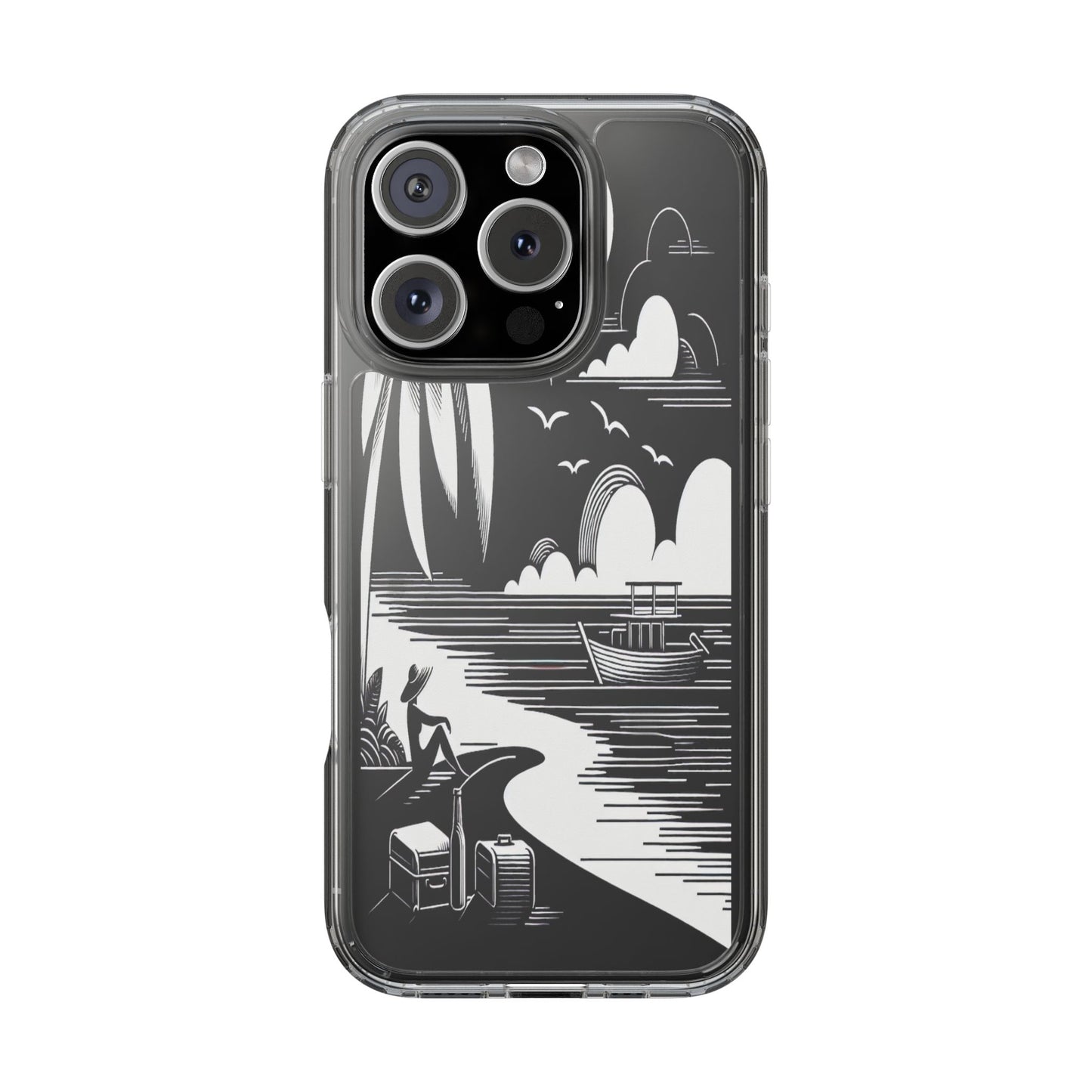 Transparent Journey on the Shore Iphone Case Compatible With Iphone 16 15 14 - Clear Phone Cover