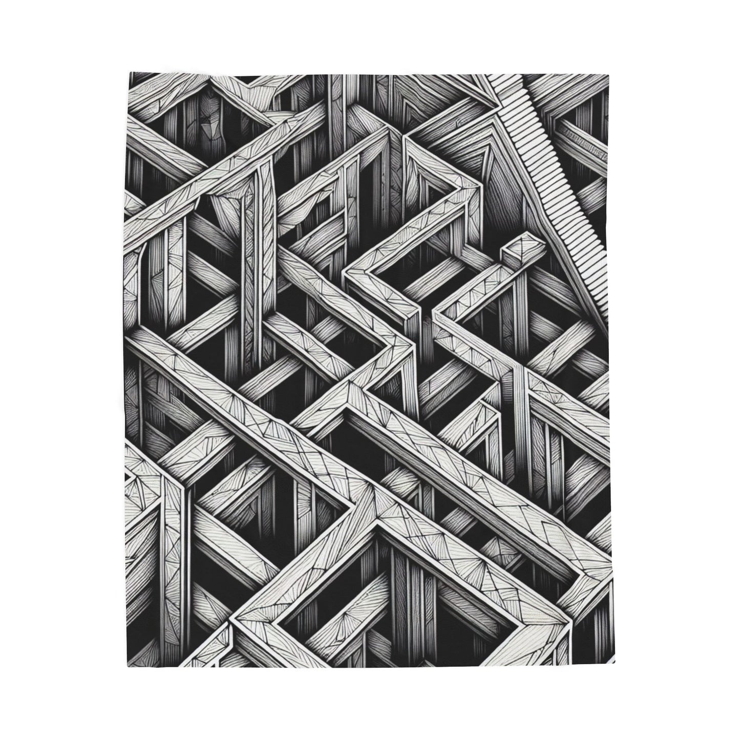Maze of Shadows and Lines - Plush Blanket
