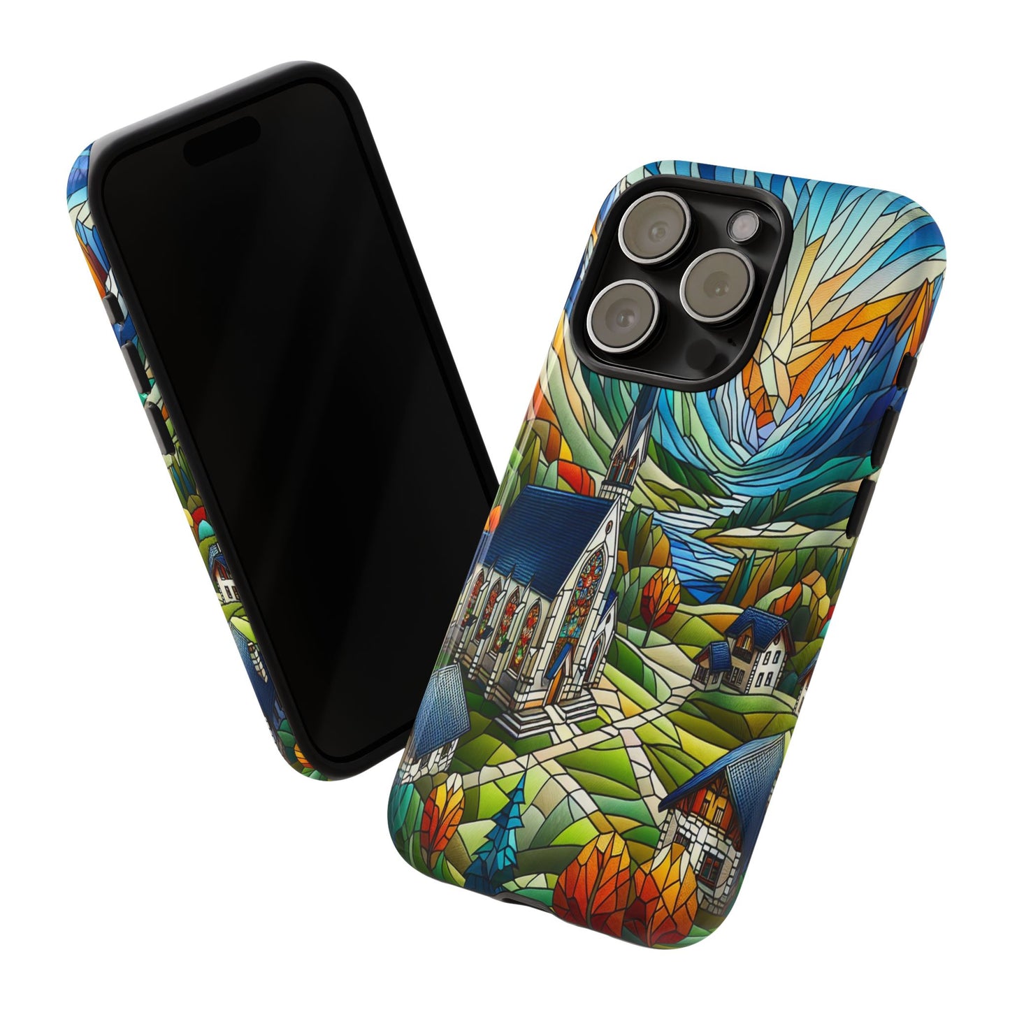 Stained Glass Countryside Scene - Phone Case