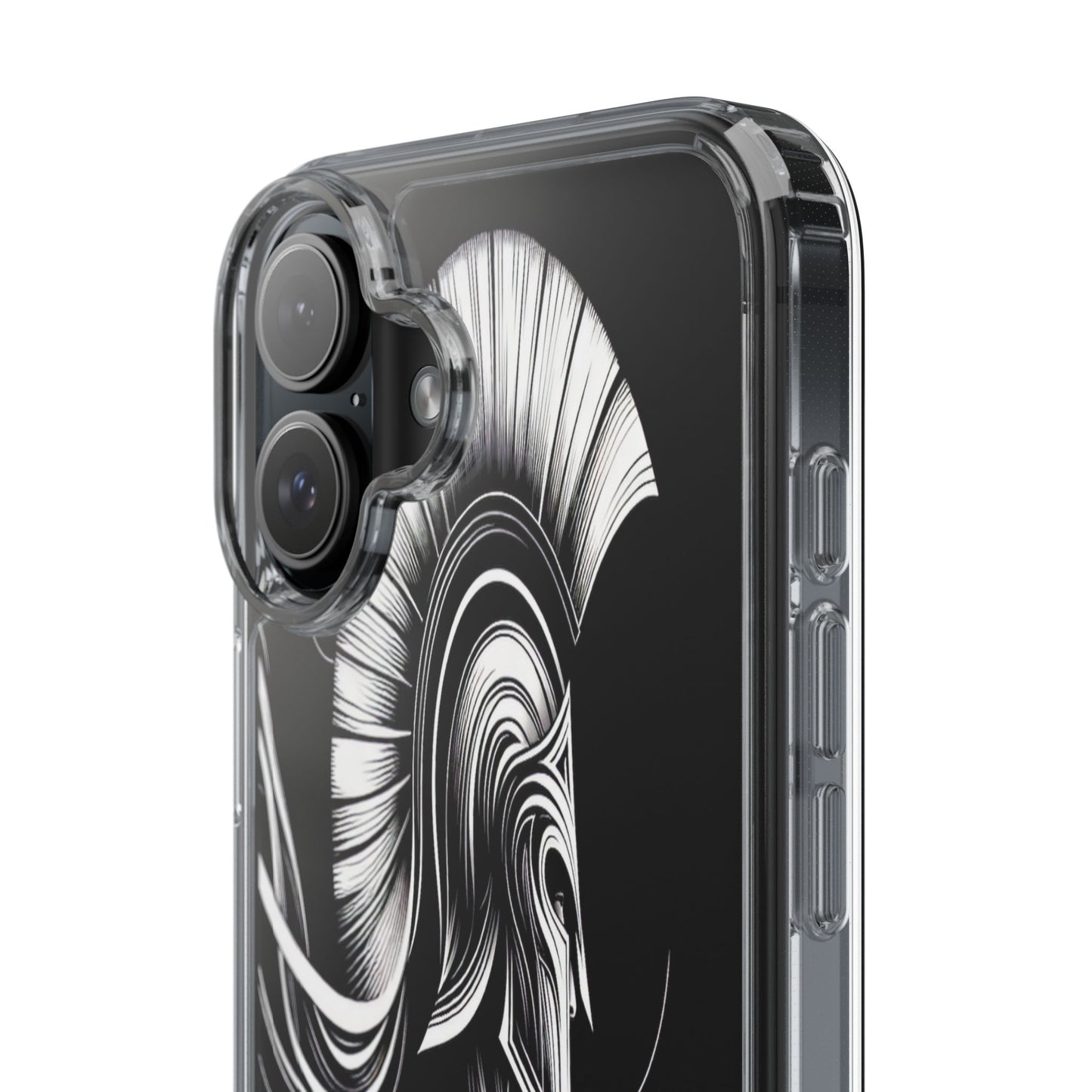 Transparent Helmeted Sentinel in Monochrome Motion Iphone Case Compatible With Iphone 16 15 14 - Clear Phone Cover