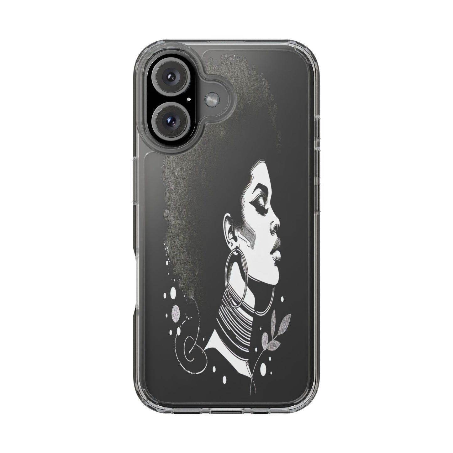 Transparent Afro Goddess Portrait Iphone Case Compatible With Iphone 16 15 14 - Clear Phone Cover