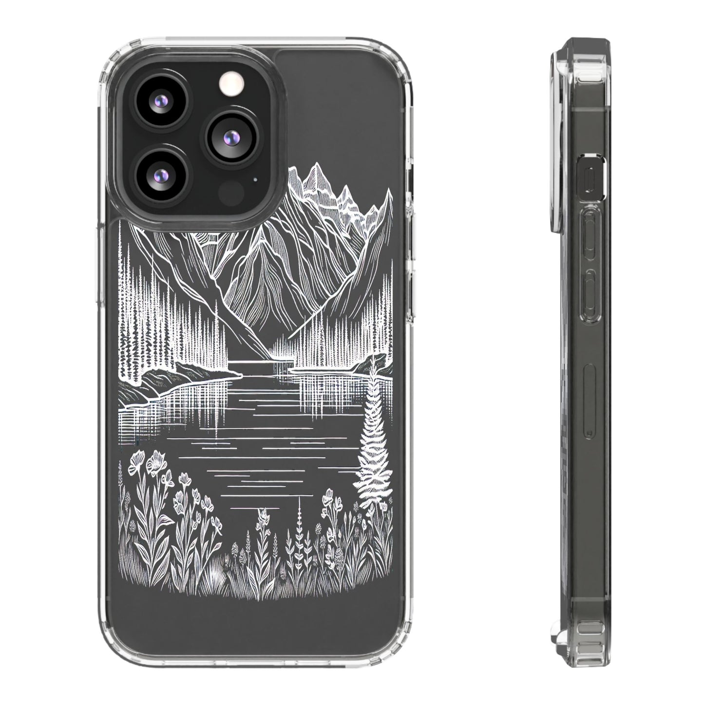 Transparent Majestic Peaks and Flora Iphone Case Compatible With Iphone 16 15 14 - Clear Phone Cover