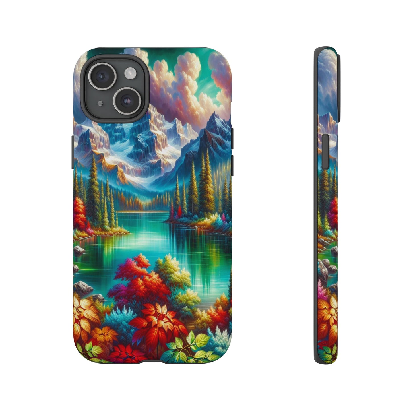 Colorful Mountain Lake Scene - Phone Case