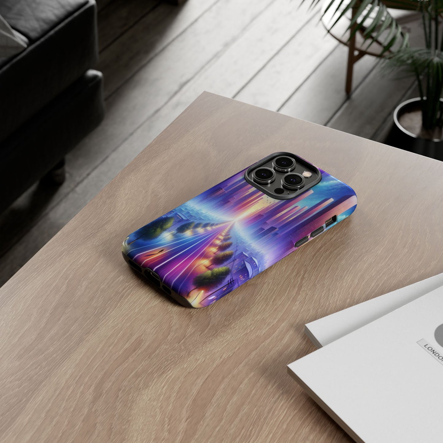 Journey into the Luminous Cityscape - Phone Case