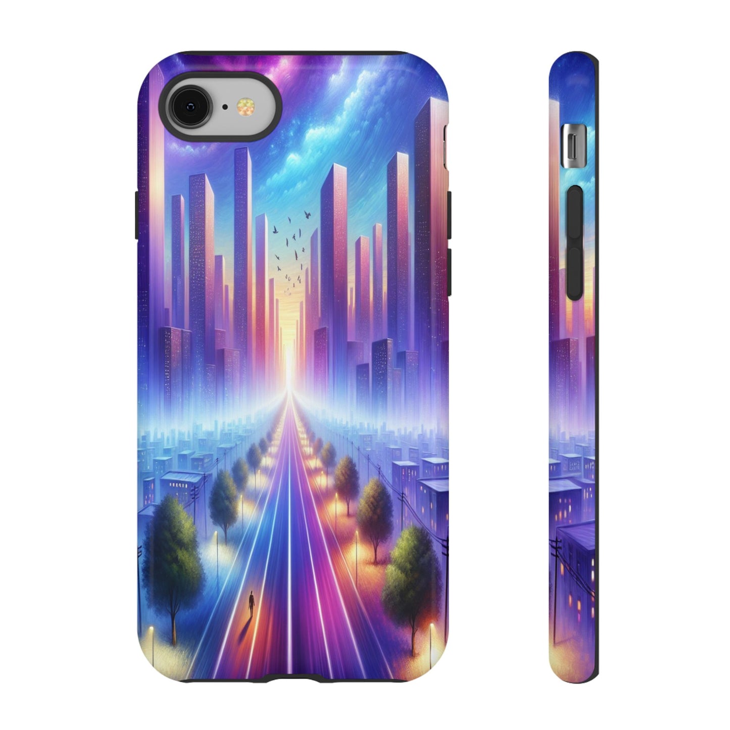 Journey into the Luminous Cityscape - Phone Case