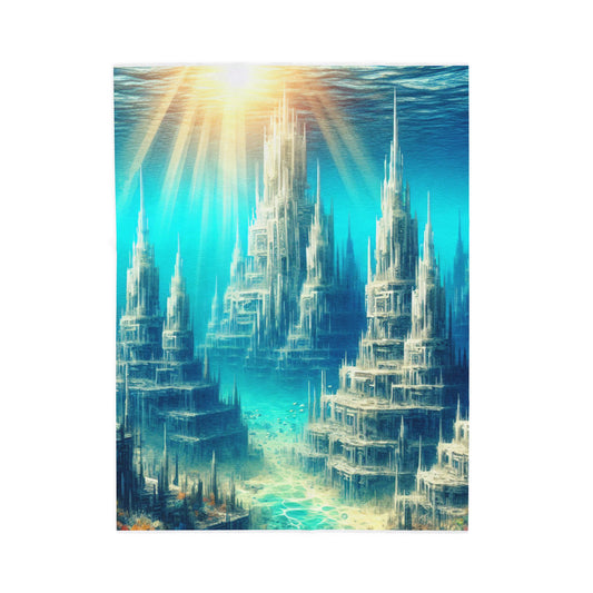 Underwater Cityscape Odyssey - Plush Blanket