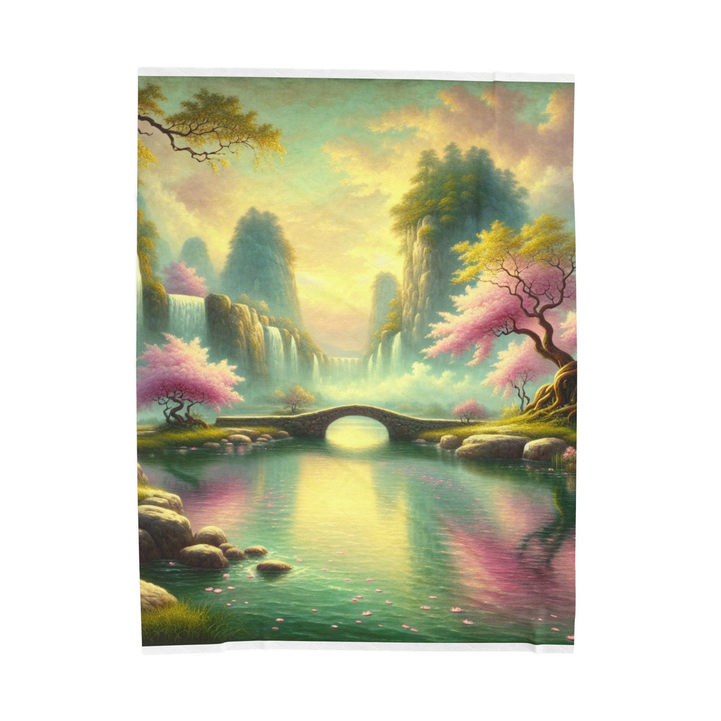 Idyllic Spring Cascade- Plush Blanket