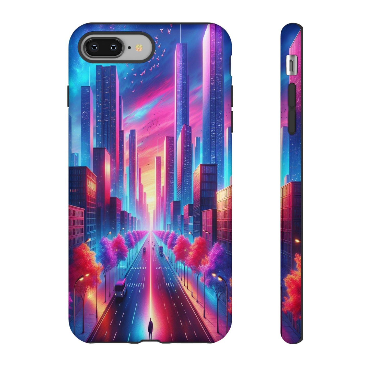 Protective Wanderer in a Luminous Cityscape Iphone Case Compatible With Iphone 16 15 14 - Phone Cover