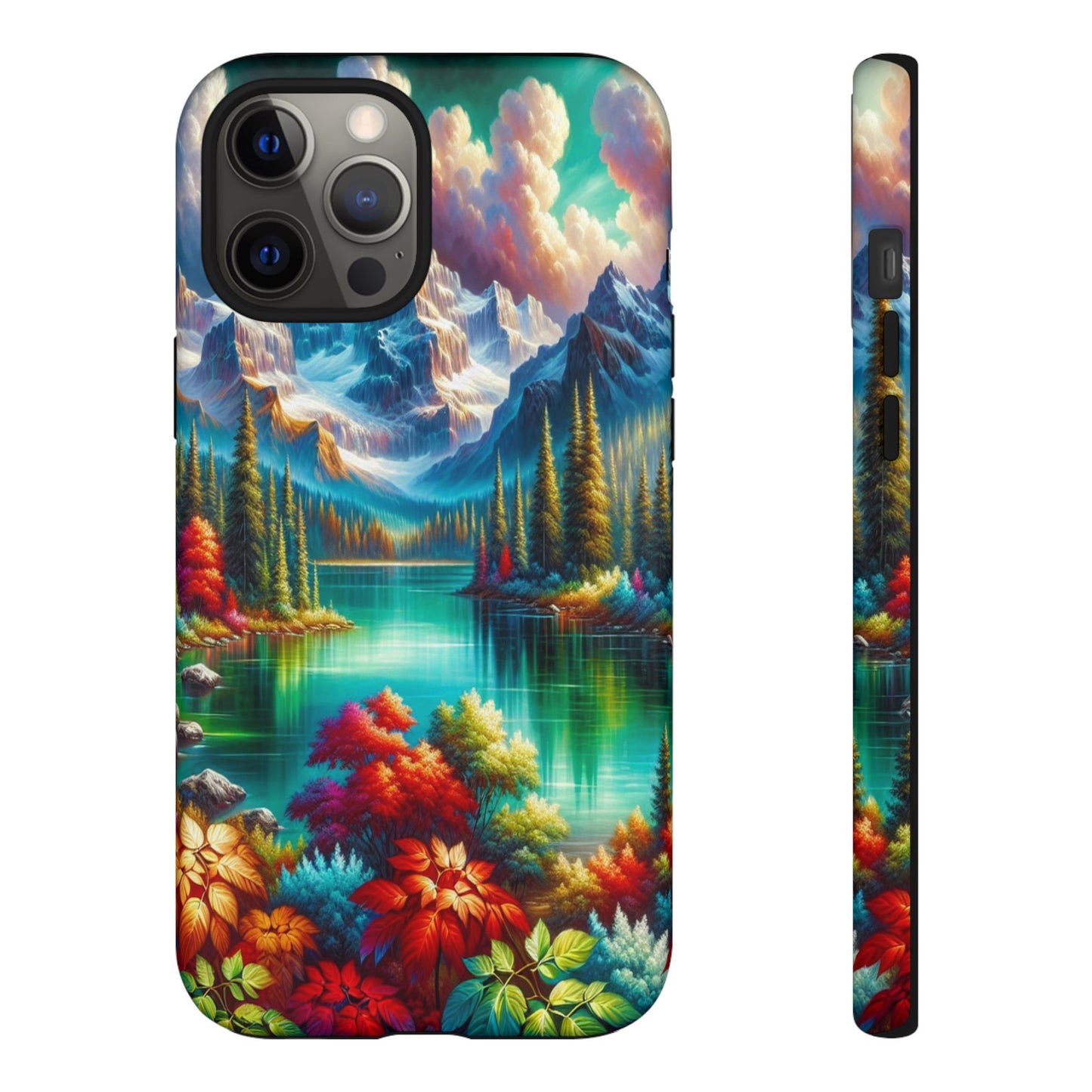 Colorful Mountain Lake Scene - Phone Case