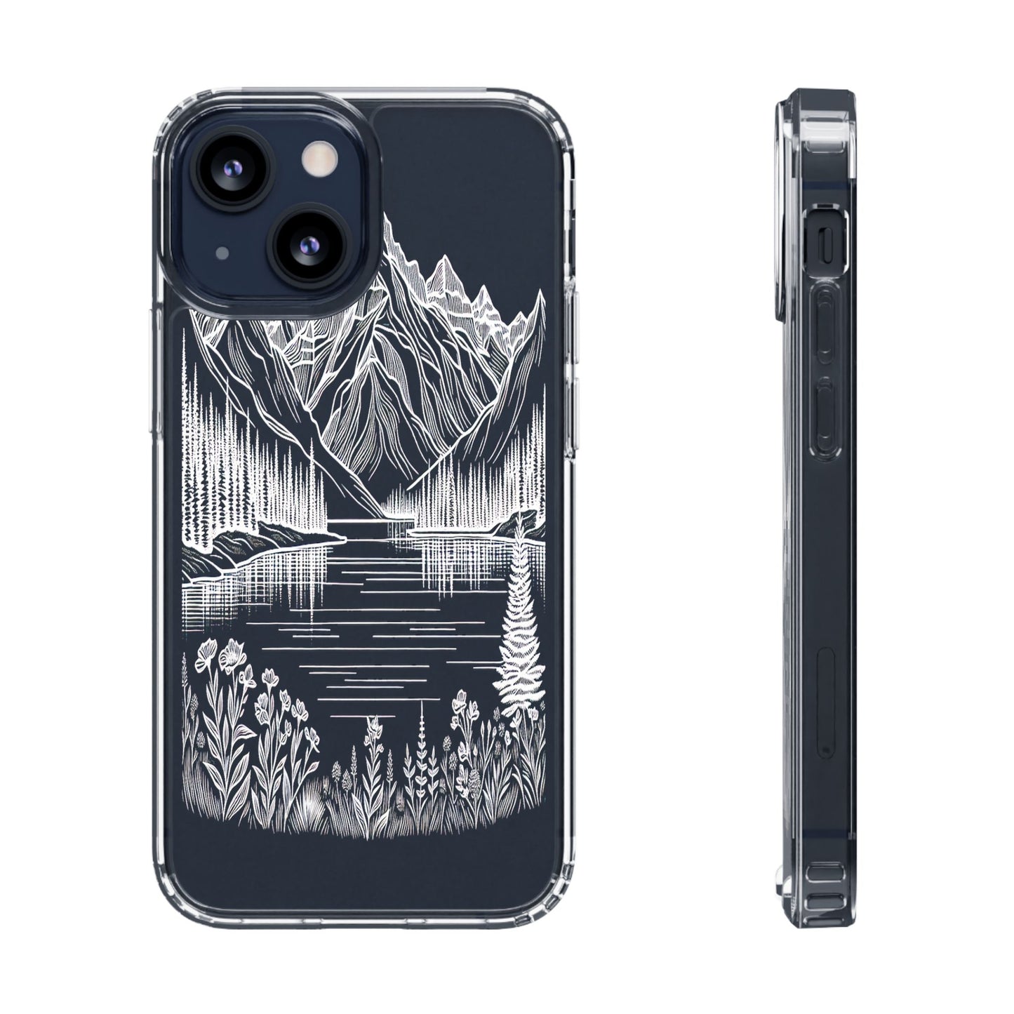 Transparent Majestic Peaks and Flora Iphone Case Compatible With Iphone 16 15 14 - Clear Phone Cover
