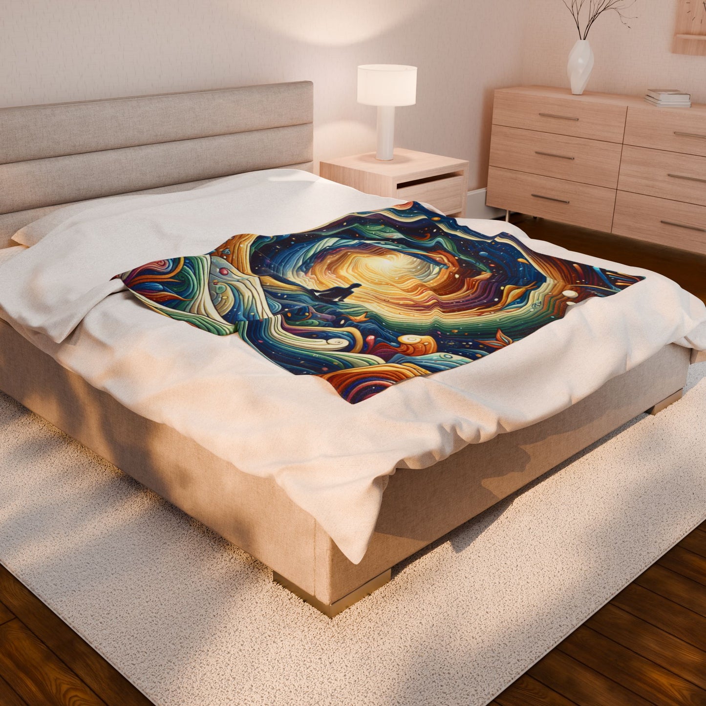 Cosmic Meditation Spiral - Plush Blanket