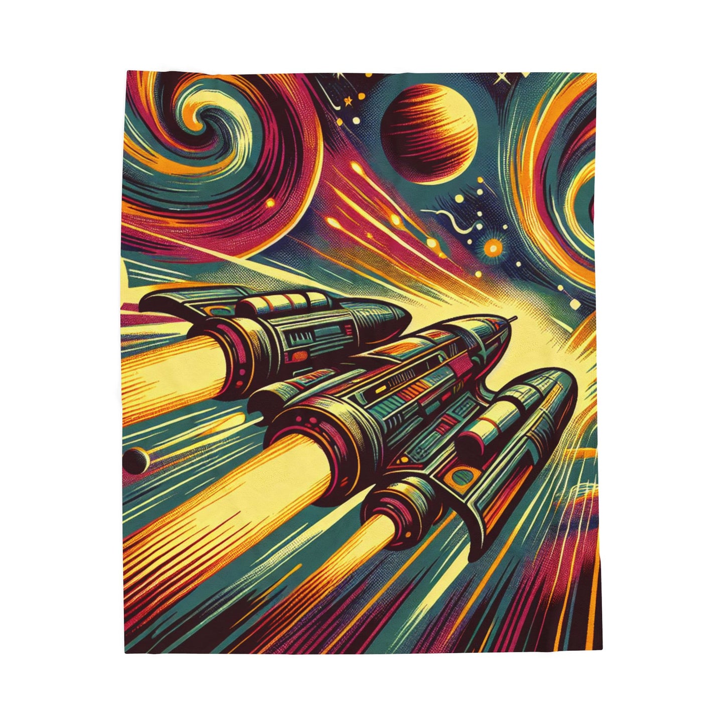 Rocket Odyssey Through the Cosmos - Plush Blanket