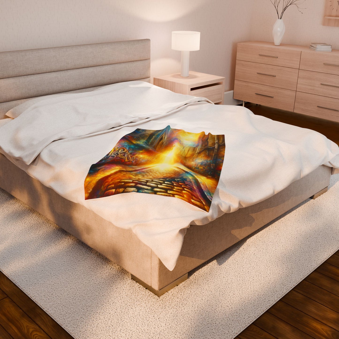 Illuminated Alleyway Journey - Plush Blanket