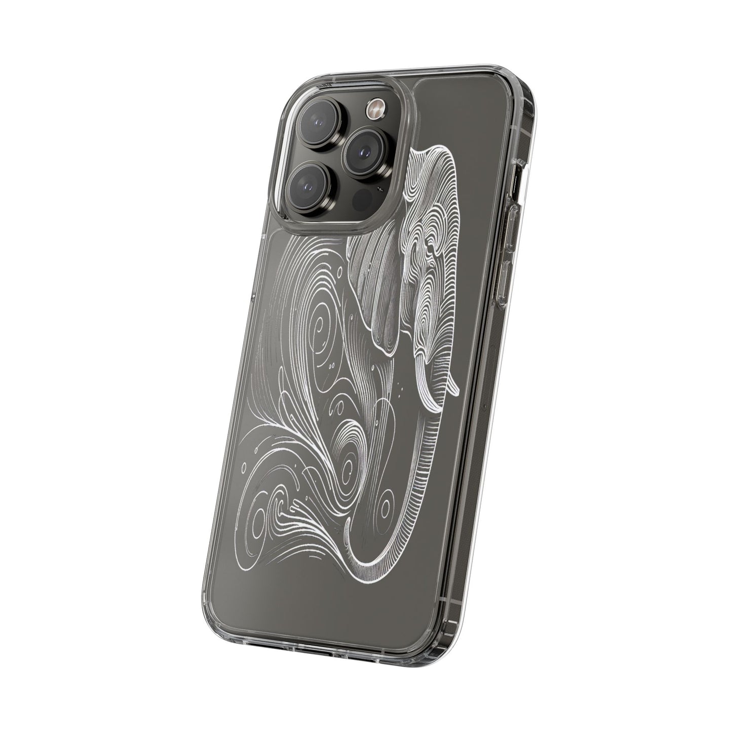 Transparent Elephant in Flowing Lines Iphone Case Compatible With Iphone 16 15 14 - Clear Phone Cover