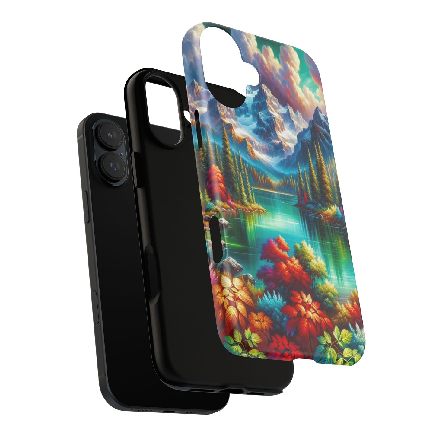 Colorful Mountain Lake Scene - Phone Case