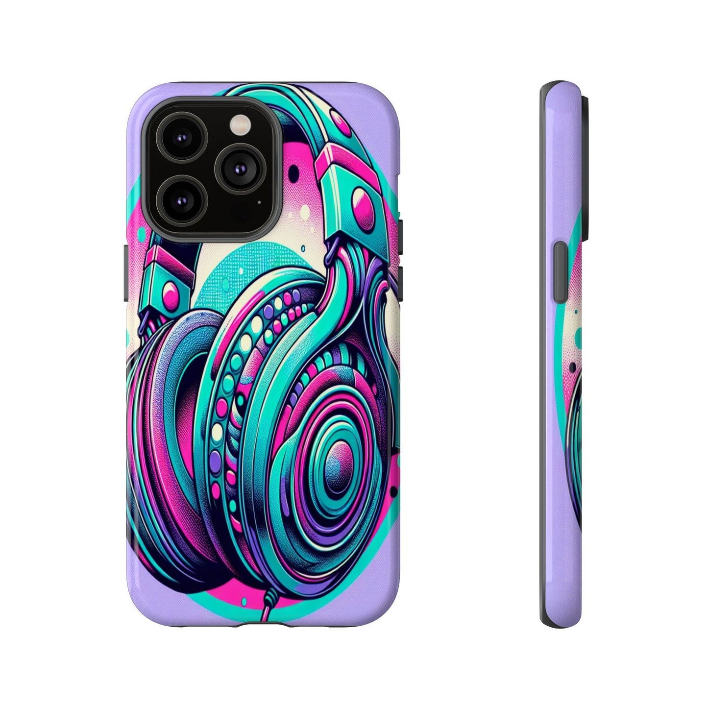 Custom ProtectiveHeadphone Vibes in Electric ColorsIphone Case Compatible With Iphone 16 15 14 - Phone Cover