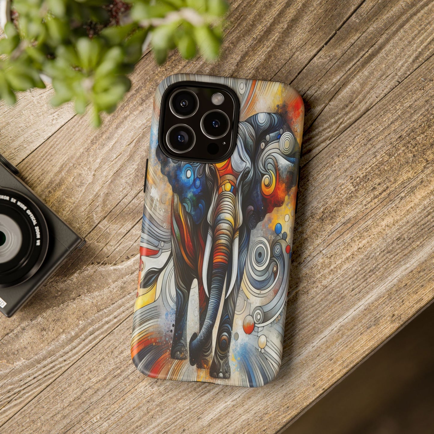 Protective Elephant in Swirling Colors Iphone Case Compatible With Iphone 16 15 14 - Phone Cover