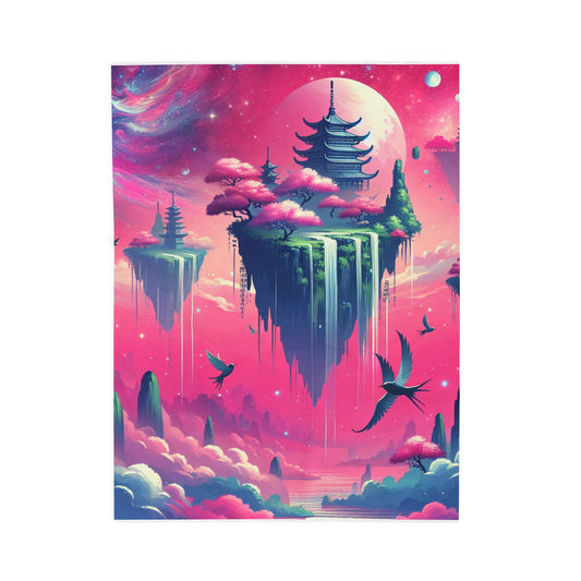 Floating Oasis in the Clouds - Plush Blanket