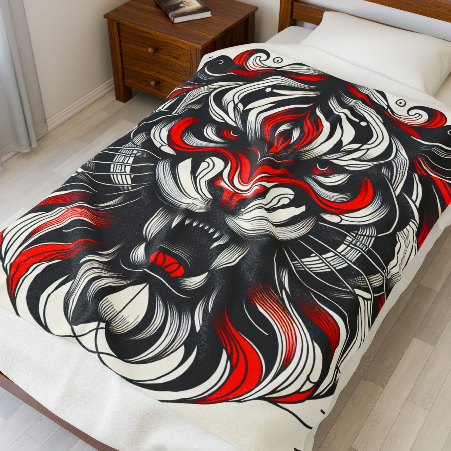 Tiger's Fierce Roar - Plush Blanket