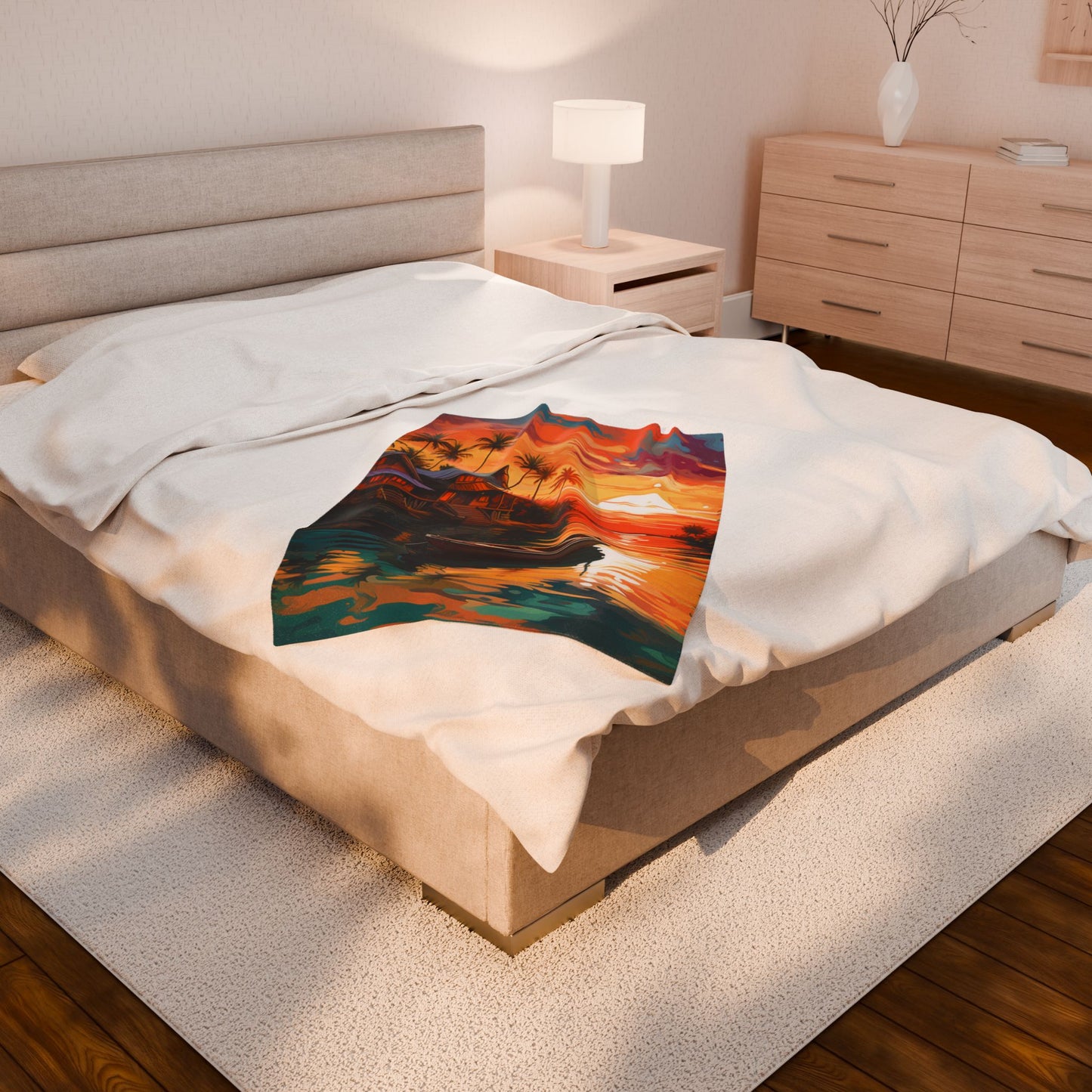 Tropical Sunset Serenity- Plush Blanket