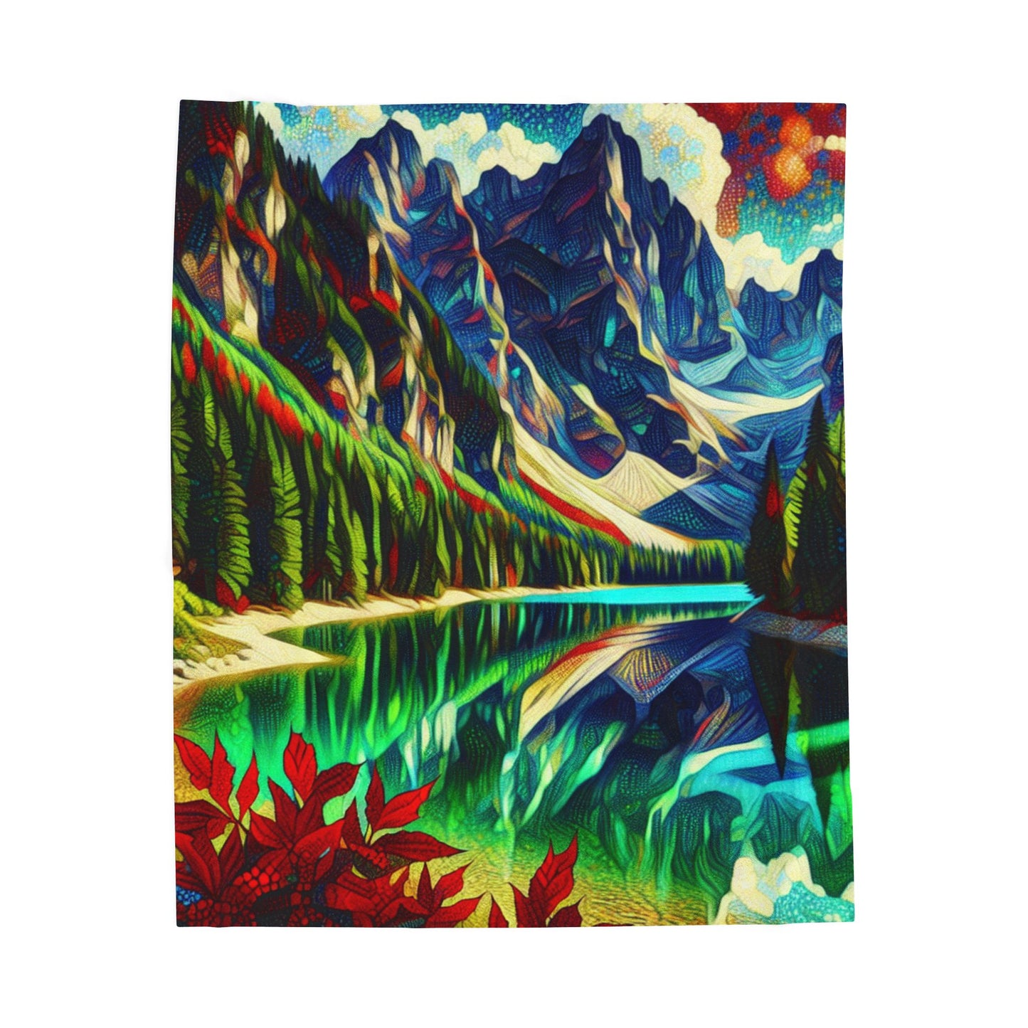 Mountain Reflections in a Kaleidoscope of Shades - Plush Blanket