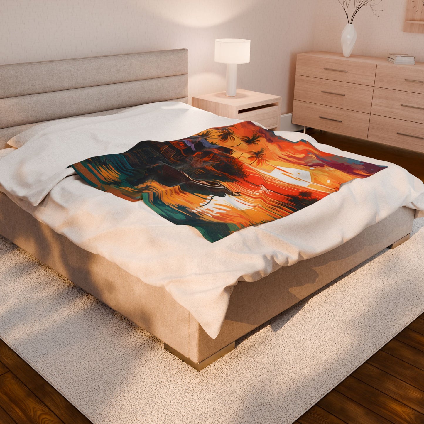 Tropical Sunset Serenity- Plush Blanket