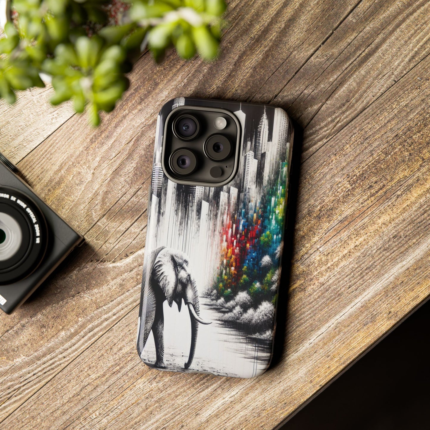 Protective Elephant's Journey Through the Cityscape Iphone Case Compatible With Iphone 16 15 14 - Phone Cover