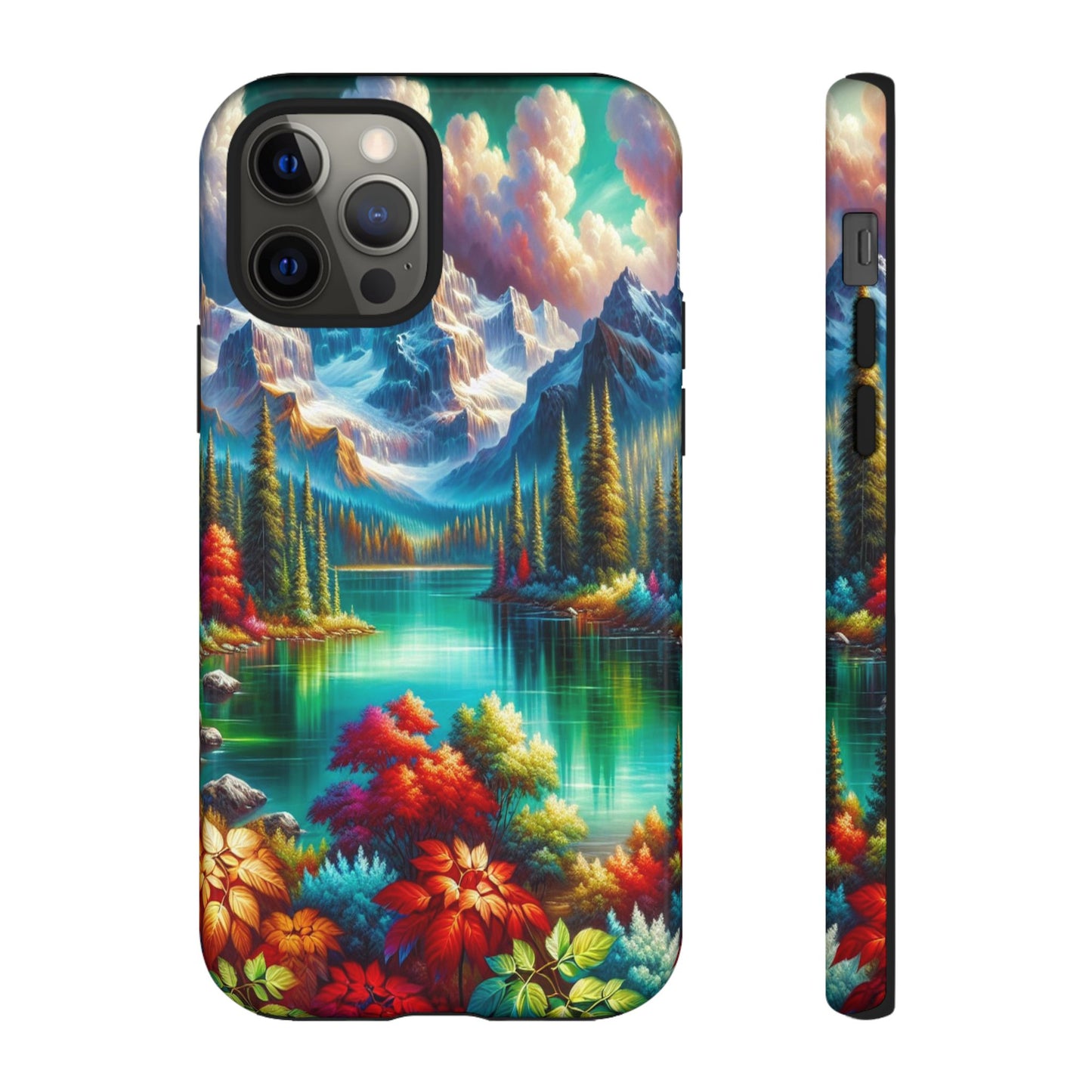 Colorful Mountain Lake Scene - Phone Case