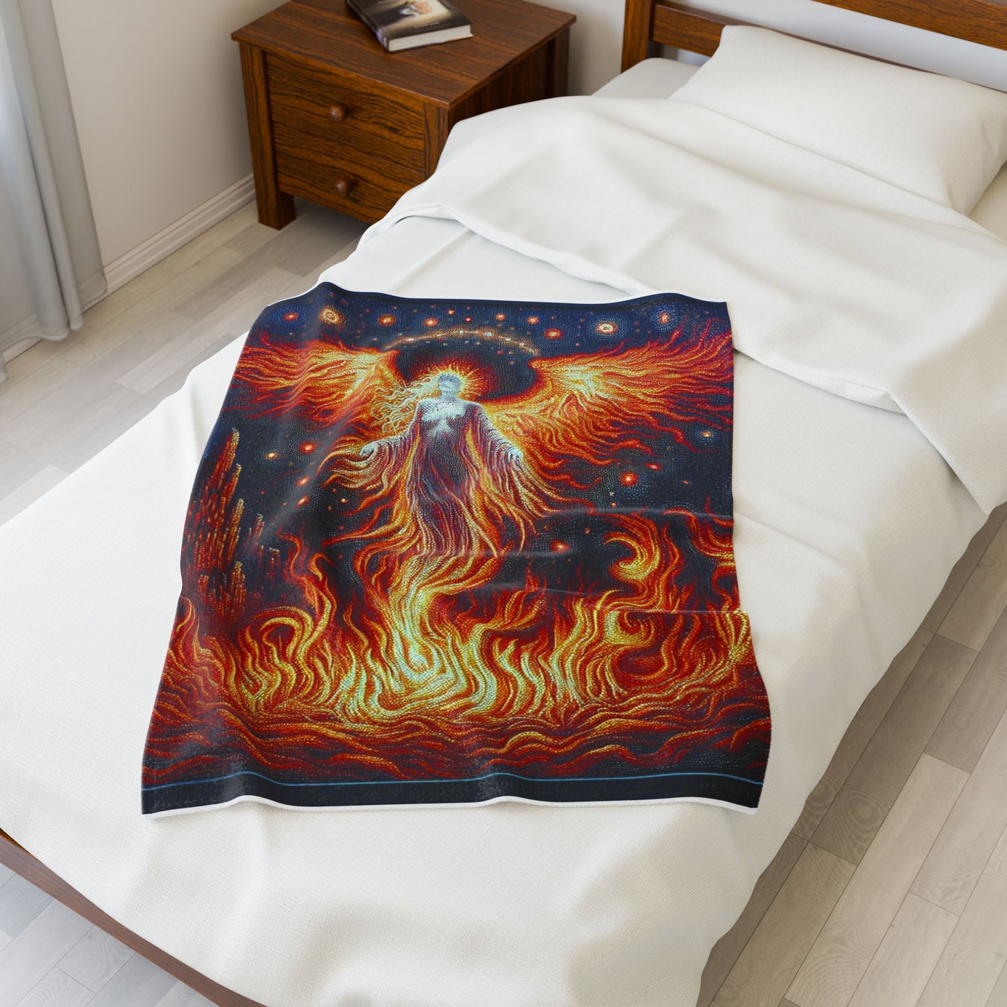 Phoenix Rising from Embers - Plush Blanket