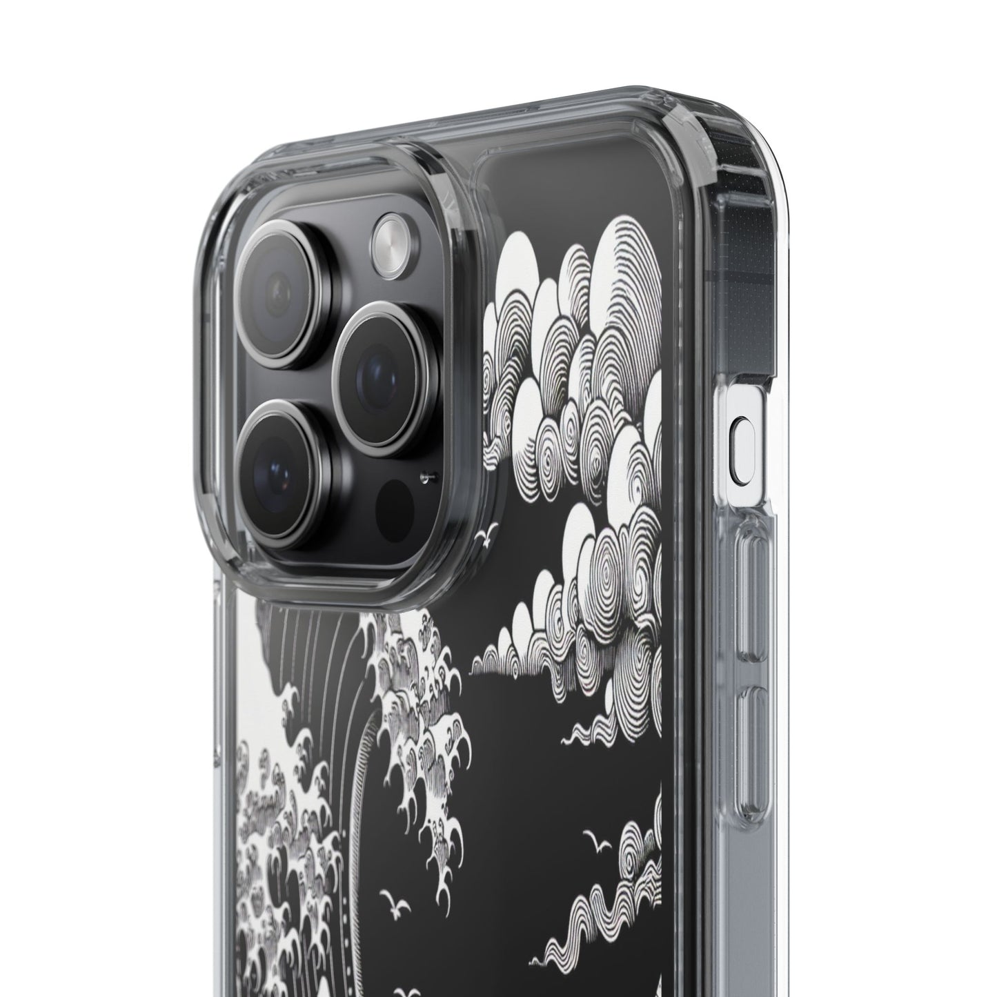 Transparent Waves and Mountains Iphone Case Compatible With Iphone 16 15 14 - Clear Phone Cover