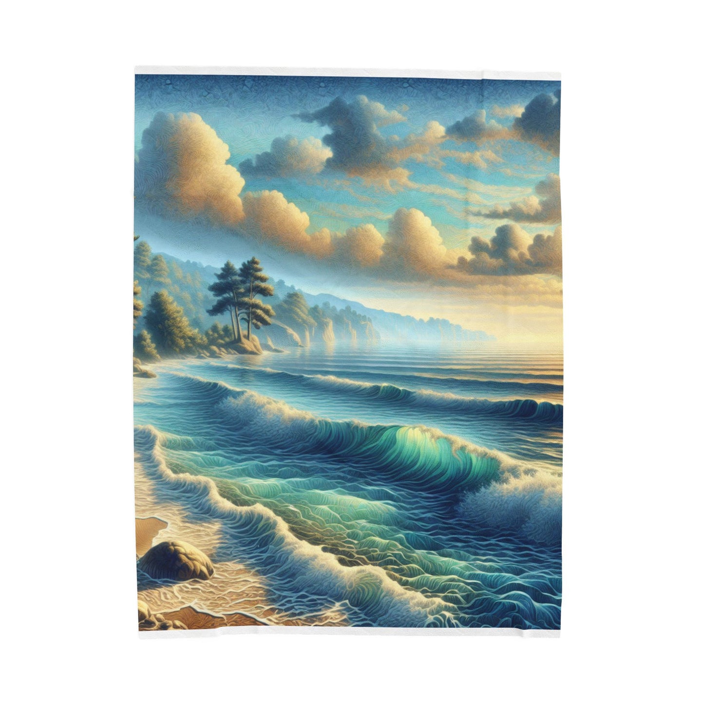 Seascape Whispers at Dawn- Plush Blanket