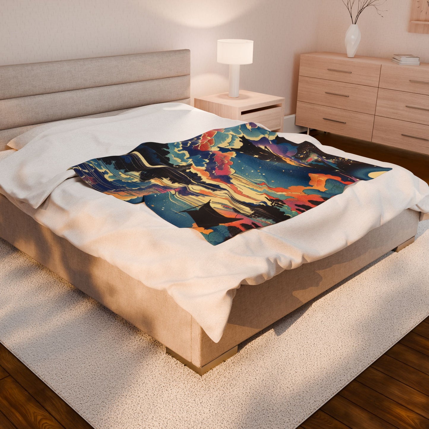 River Under Celestial Glow - Plush Blanket