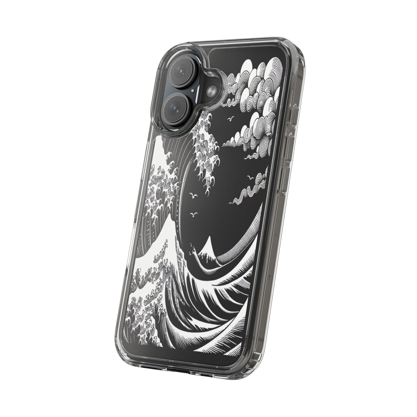 Transparent Waves and Mountains Iphone Case Compatible With Iphone 16 15 14 - Clear Phone Cover
