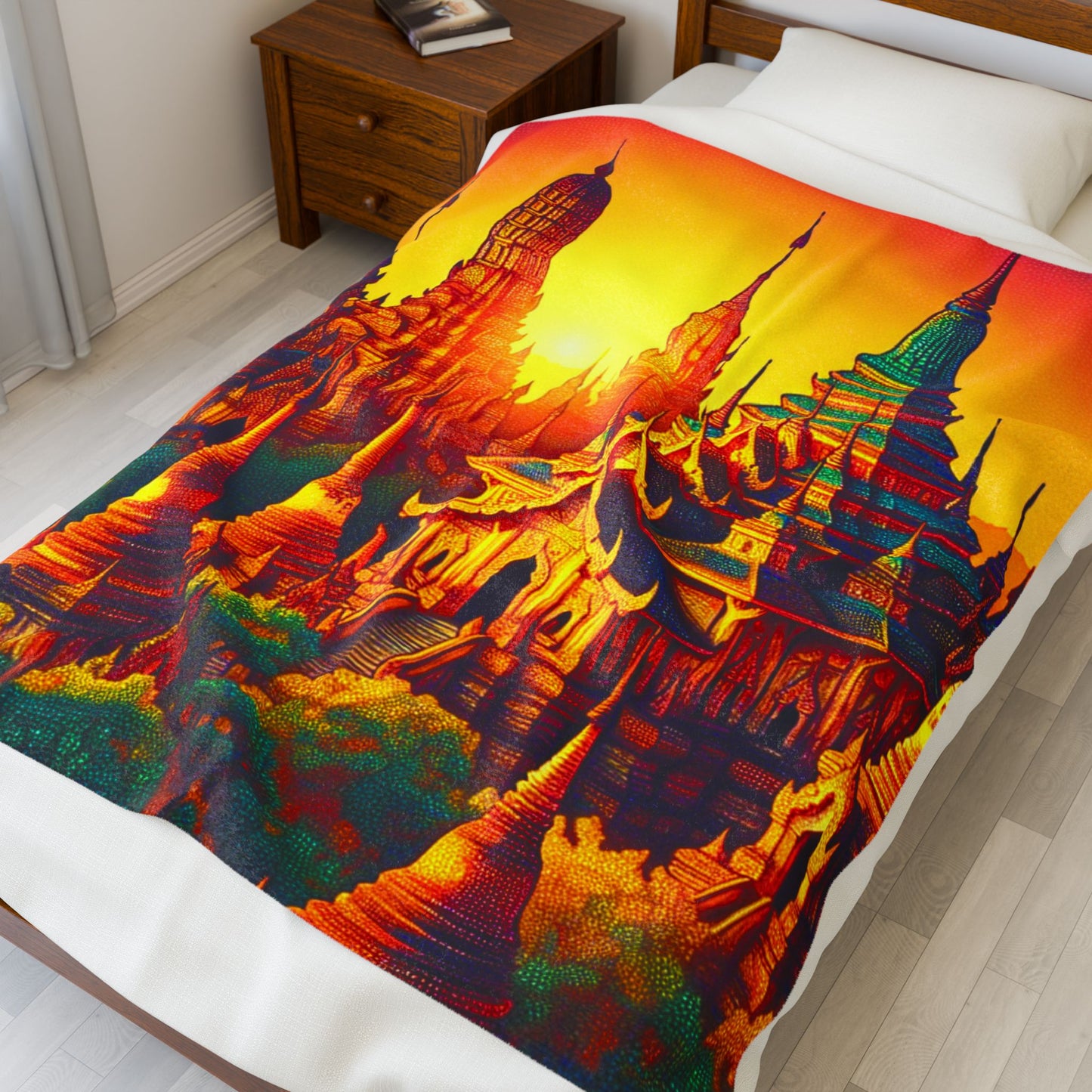 Temple Radiance at Dawn - Plush Blanket