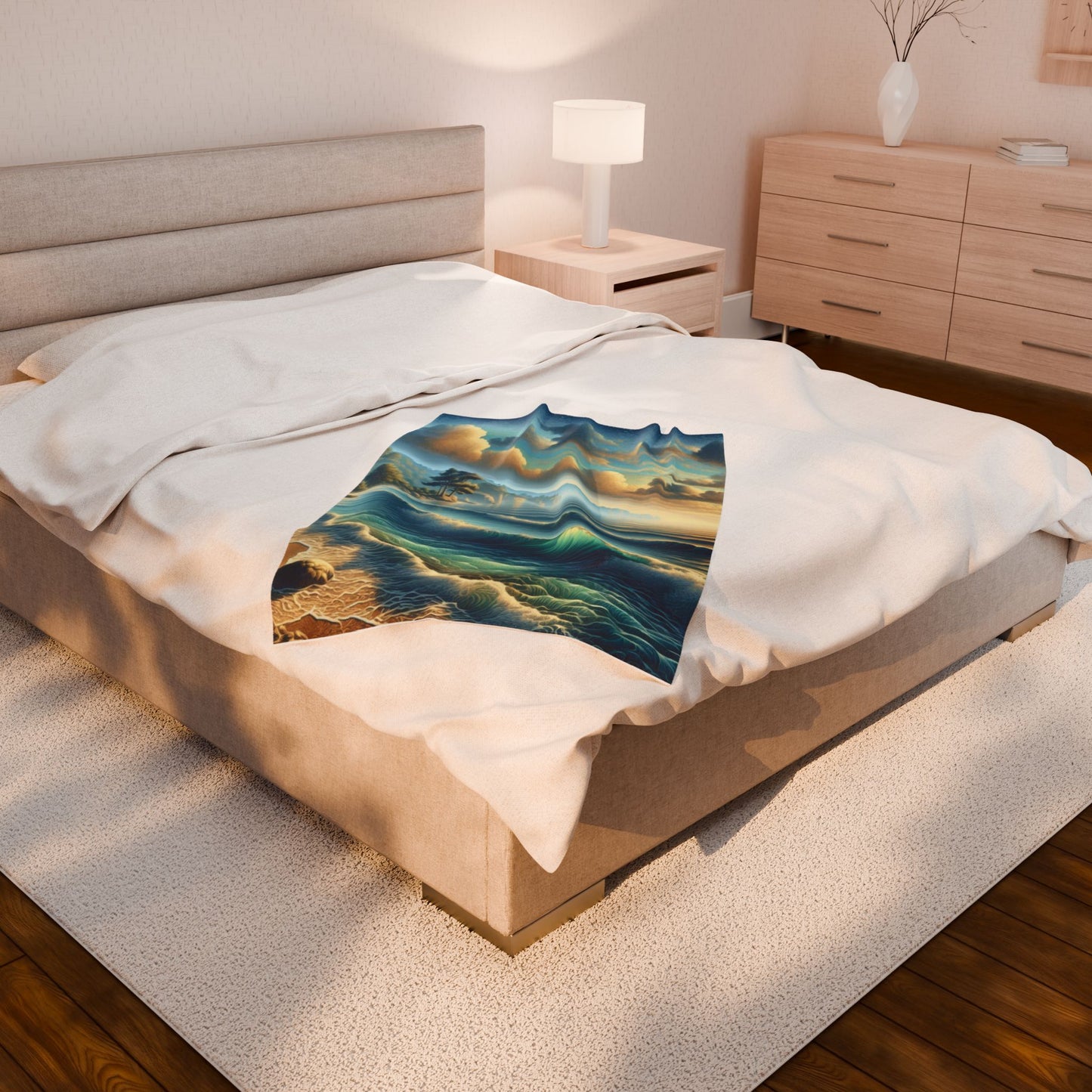 Seascape Whispers at Dawn- Plush Blanket