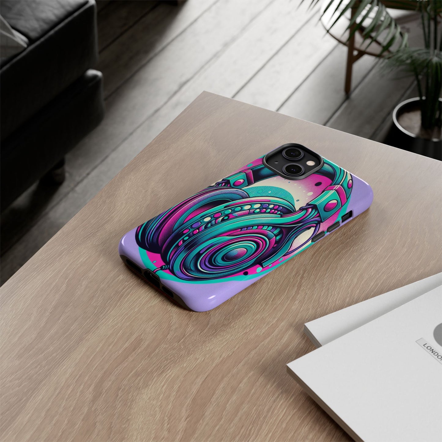 Custom ProtectiveHeadphone Vibes in Electric ColorsIphone Case Compatible With Iphone 16 15 14 - Phone Cover