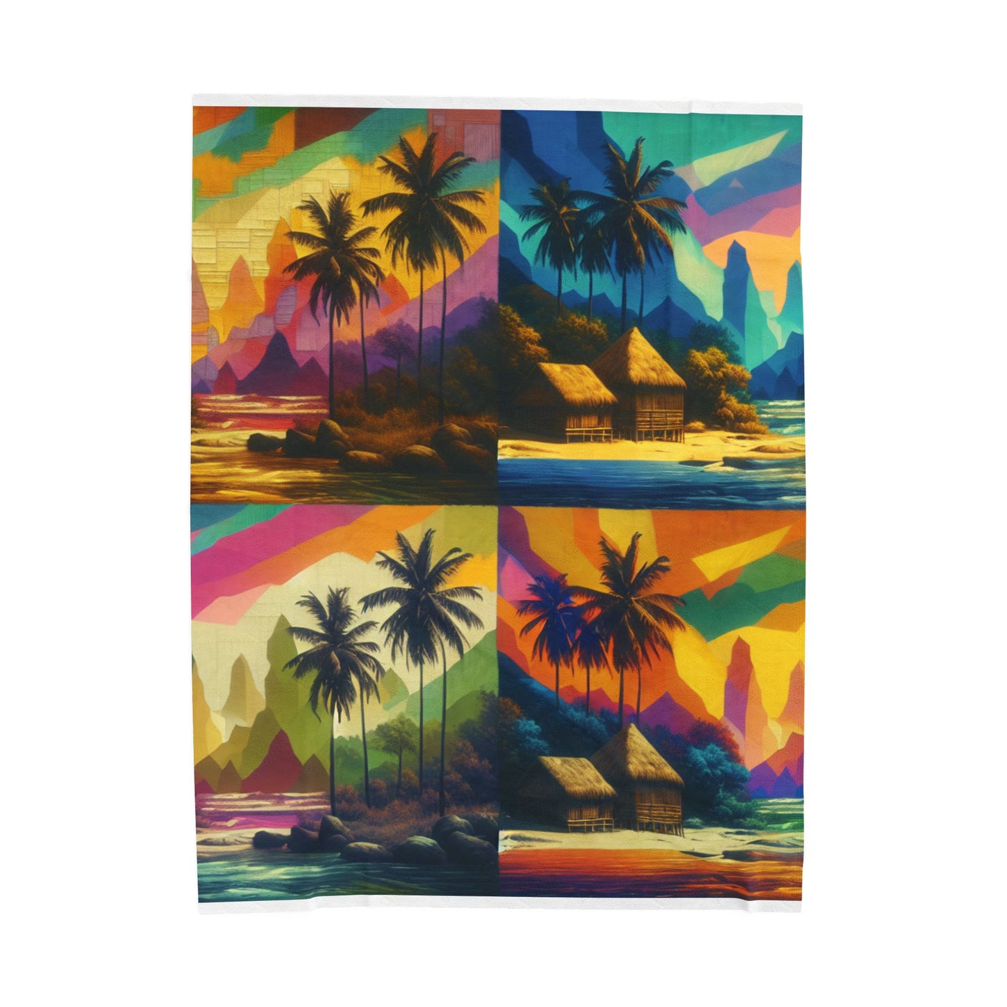 Island Hues in Quadruplicate- Plush Blanket
