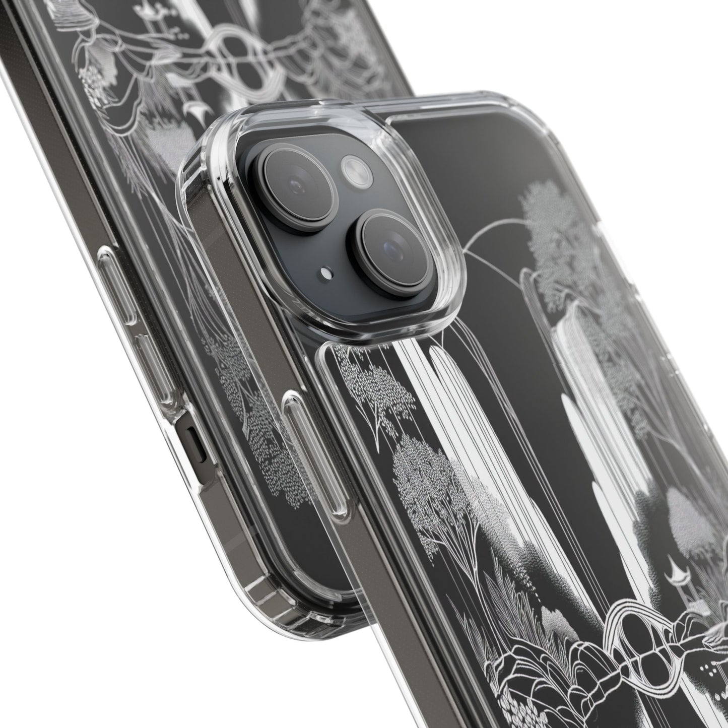 Transparent Waterfall Bridge Scene Iphone Case Compatible With Iphone 16 15 14 - Clear Phone Cover