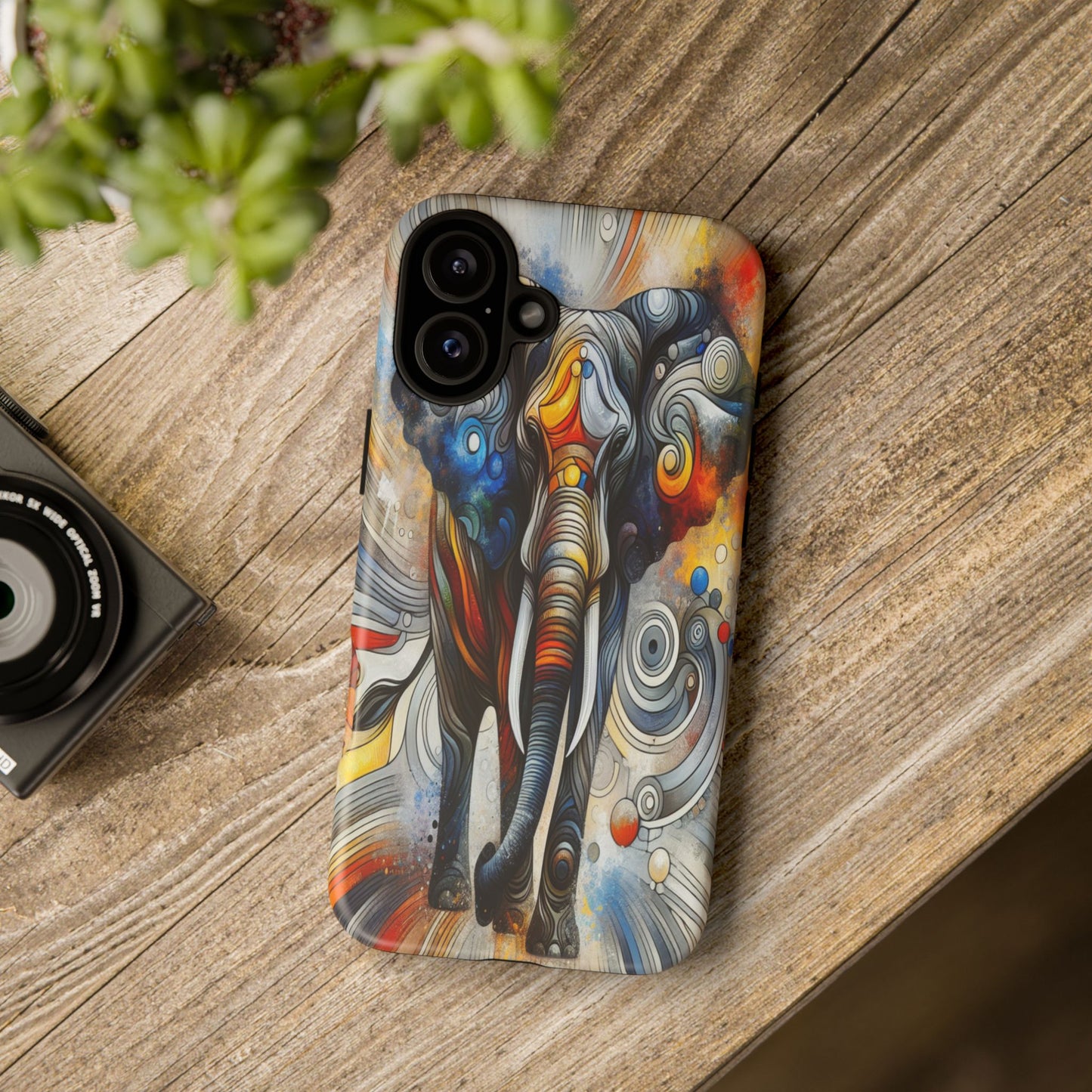 Protective Elephant in Swirling Colors Iphone Case Compatible With Iphone 16 15 14 - Phone Cover