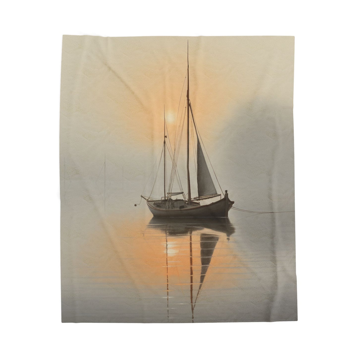 Misty Dawn Sailing Tranquility- Plush Blanket