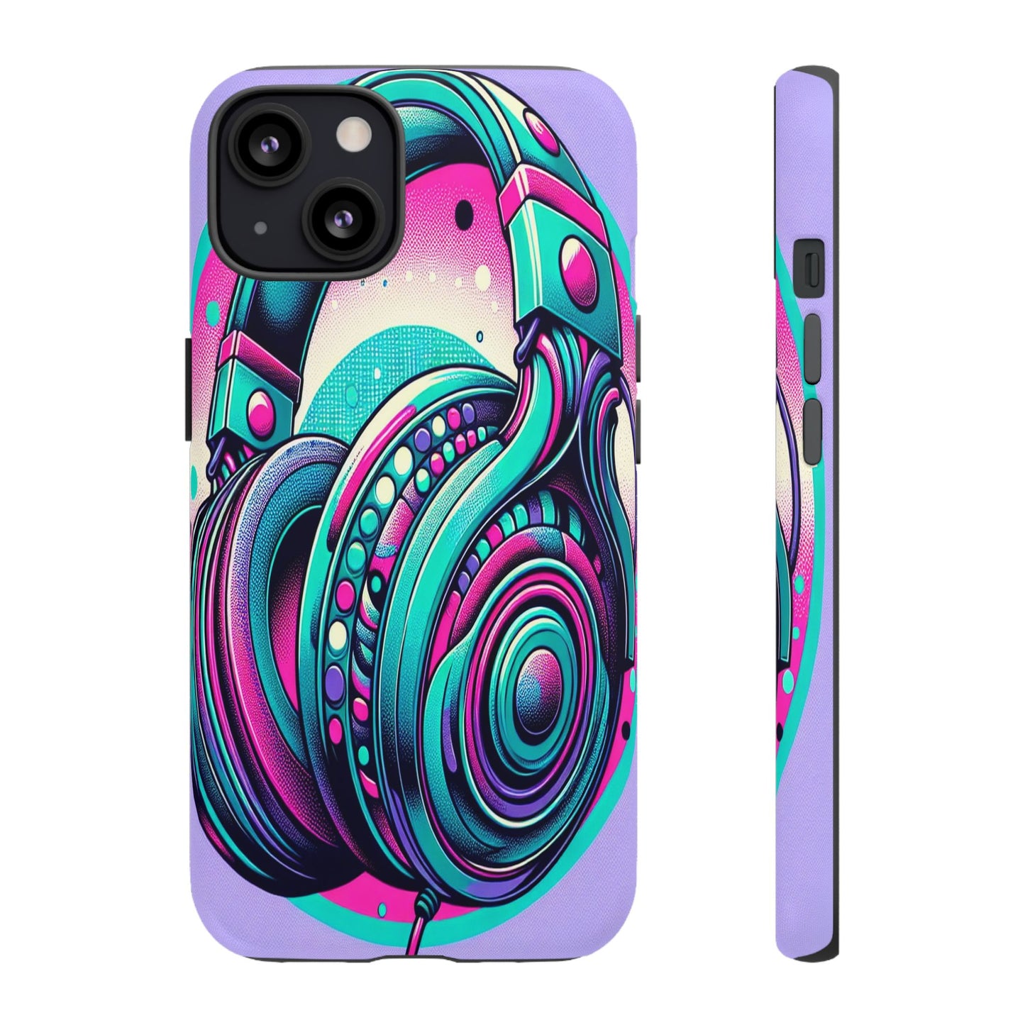 Custom ProtectiveHeadphone Vibes in Electric ColorsIphone Case Compatible With Iphone 16 15 14 - Phone Cover