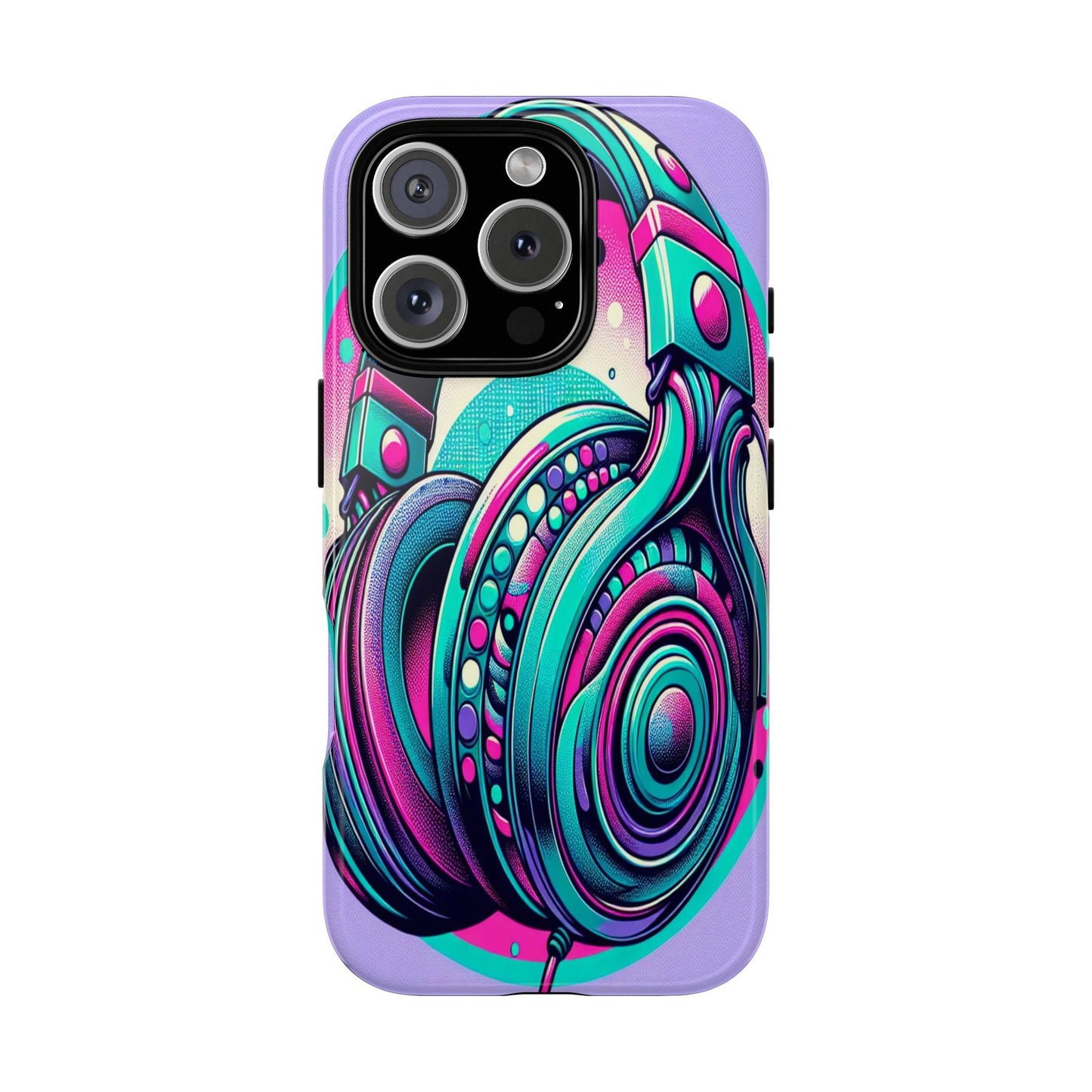Custom ProtectiveHeadphone Vibes in Electric ColorsIphone Case Compatible With Iphone 16 15 14 - Phone Cover