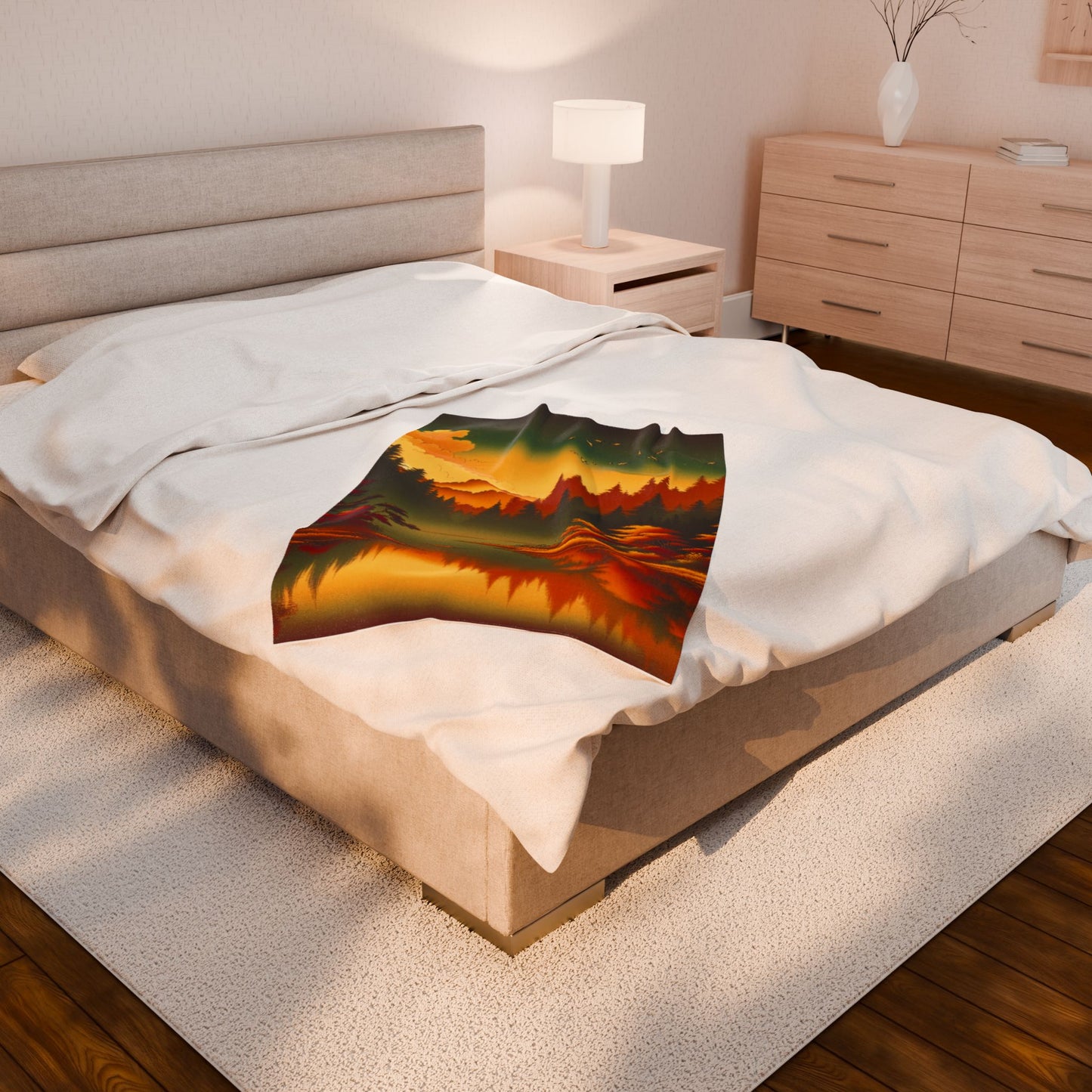 Golden Forest Reflections - Plush Blanket