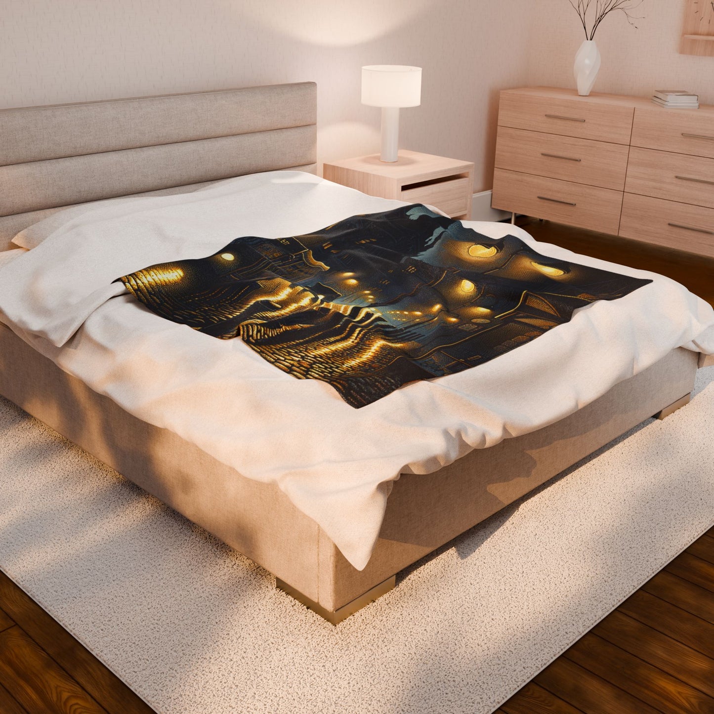 Illuminated Streetscape - Plush Blanket